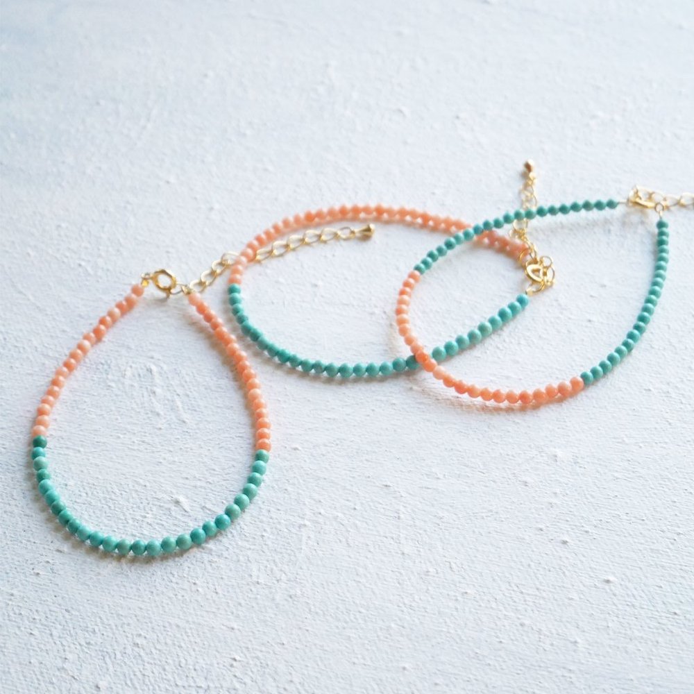 Genuine Pink Angel Skin Momo Coral and Turquoise Bracelet - Picture 2 of 2